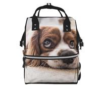 Hnnkloy Cavalier King Charles Spaniel Cute Dogs Pets, Large Capacity Mummy Backpack Diaper Bag Travel Backpack for Outdoor