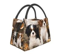 Hnnkloy Cavalier King Charles Spaniel Small Puppies, Portable Lunch Bag, Insulated Tote Bag Durable Lunch Box Reusable Cooler Bag