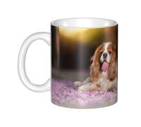 Hnnkloy Cavalier King Charles Spaniel White Brown Dogs,Ceramic Mug Large Coffee Cup Suitable for Kitchen Restaurant Office Coffee Shop 330ml