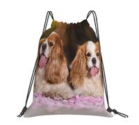 Hnnkloy Cavalier King Charles Spaniel White Brown Dogs, Drawstring Backpack Unisex Sport Gym Bag Casual Daypack Drawstring Sackpack