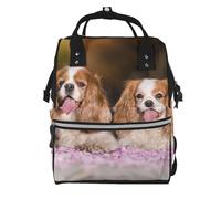 Hnnkloy Cavalier King Charles Spaniel White Brown Dogs, Large Capacity Mummy Backpack Diaper Bag Travel Backpack for Outdoor