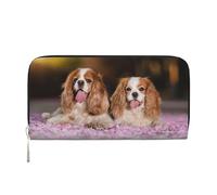 Hnnkloy Cavalier King Charles Spaniel White Brown Dogs, PU Leather Wallets Large Capacity Clutch Wallet for Men Women