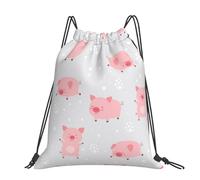 Hnnkloy Cheerful Cute Little Pigs, Drawstring Backpack Unisex Sport Gym Bag Casual Daypack Drawstring Sackpack