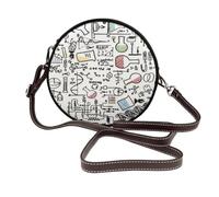 Hnnkloy Chemistry Experiments Science Science Experiments, PU Leather Shoulder Bag, Round Crossbody Bag - Circle Purse for Women