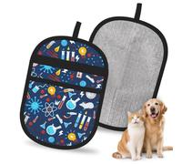 Hnnkloy Chemistry Pattern, 2 Pack Pet Hair Removal Gloves For Bed,Carpet,Clothes,Sofa,Static Grooming Glove For Dogs & Cats