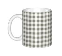 Hnnkloy Chequered Geometric Grey White Plaid Abstract,Ceramic Mug Large Coffee Cup Suitable for Kitchen Restaurant Office Coffee Shop 330ml