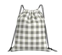 Hnnkloy Chequered Geometric Grey White Plaid Abstract, Drawstring Backpack Unisex Sport Gym Bag Casual Daypack Drawstring Sackpack