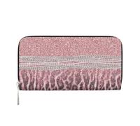 Hnnkloy Chic Girly Pink Leopard Animal Print Glitter, PU Leather Wallets Large Capacity Clutch Wallet for Men Women