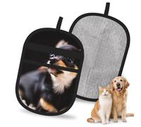 Hnnkloy Chihuahua Dog Cute, 2 Pack Pet Hair Removal Gloves For Bed,Carpet,Clothes,Sofa,Static Grooming Glove For Dogs & Cats