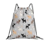 Hnnkloy Chihuahua Paws And Bones, Drawstring Backpack Unisex Sport Gym Bag Casual Daypack Drawstring Sackpack