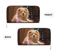 Hnnkloy Chow Chow White Fluffy Dogs Pets Dogs Christmas, PU Leather Wallets Large Capacity Clutch Wallet for Men Women