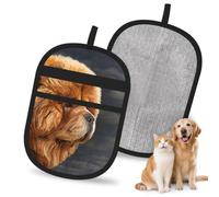 Hnnkloy Chow Dog Vintage, 2 Pack Pet Hair Removal Gloves For Bed,Carpet,Clothes,Sofa,Static Grooming Glove For Dogs & Cats