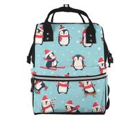 Hnnkloy Christmas Penguins Print, Large Capacity Mummy Backpack Diaper Bag Travel Backpack for Outdoor