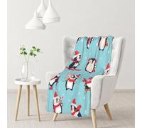 Hnnkloy Christmas Penguins Print,Soft Blanket for Couch Sofa Bed Warm Anti-Pilling Flannel Plush Throw Blanket 76 X 102 cm