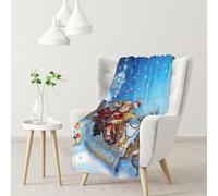 Hnnkloy Christmas Santa Reindeer,Soft Blanket for Couch Sofa Bed Warm Anti-Pilling Flannel Plush Throw Blanket 76 X 102 cm