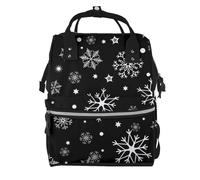 Hnnkloy Christmas Snowflake Black Winter, Large Capacity Mummy Backpack Diaper Bag Travel Backpack for Outdoor