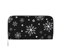 Hnnkloy Christmas Snowflake Black Winter, PU Leather Wallets Large Capacity Clutch Wallet for Men Women