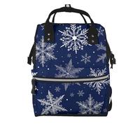 Hnnkloy Christmas Winter Snowflake Navy Blue, Large Capacity Mummy Backpack Diaper Bag Travel Backpack for Outdoor