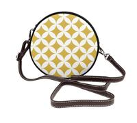 Hnnkloy Classic Geometric Circles In Mustard And White, PU Leather Shoulder Bag, Round Crossbody Bag - Circle Purse for Women