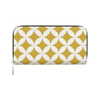Hnnkloy Classic Geometric Circles in Mustard and White, PU Leather Wallets Large Capacity Clutch Wallet for Men Women