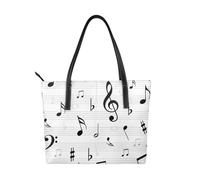 Hnnkloy Clef Music Notes Sheet Symbol Treble Abstract,PU Leather Handbag Large Capacity Tote Bag Women's Shoulder Bag for Work Travel