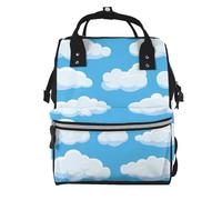 Hnnkloy Clouds On Blue Sky, Large Capacity Mummy Backpack Diaper Bag Travel Backpack for Outdoor
