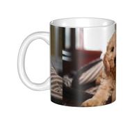 Hnnkloy Cockapoo Beige Curly Dogs Pets Dogs,Ceramic Mug Large Coffee Cup Suitable for Kitchen Restaurant Office Coffee Shop 330ml