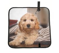 Hnnkloy Cockapoo Beige Curly Dogs Pets Dogs,Folding Seat Mat, Oxford Cloth Sit Mat, Portable Seat Cushion for Outdoor Camping Traveling