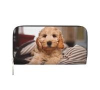 Hnnkloy Cockapoo Beige Curly Dogs Pets Dogs, PU Leather Wallets Large Capacity Clutch Wallet for Men Women