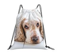 Hnnkloy Cocker Spaniel Brown Spaniel Sad Dogs Dogs Pets, Drawstring Backpack Unisex Sport Gym Bag Casual Daypack Drawstring Sackpack