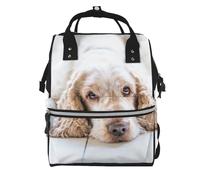Hnnkloy Cocker Spaniel Brown Spaniel Sad Dogs Dogs Pets, Large Capacity Mummy Backpack Diaper Bag Travel Backpack for Outdoor