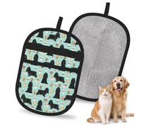 Hnnkloy Cocker Spaniel With Coffees Black Cocker Spaniel Dog, 2 Pack Pet Hair Removal Gloves For Bed,Carpet,Clothes,Sofa,Static Grooming Glove For Dogs & Cats
