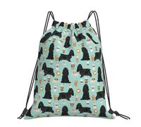 Hnnkloy Cocker Spaniel With Coffees Black Cocker Spaniel Dog, Drawstring Backpack Unisex Sport Gym Bag Casual Daypack Drawstring Sackpack