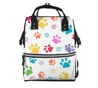 Hnnkloy Colored Dog Paw Prints, Large Capacity Mummy Backpack Diaper Bag Travel Backpack for Outdoor