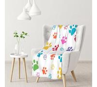 Hnnkloy Colored Dog Paw Prints,Soft Blanket for Couch Sofa Bed Warm Anti-Pilling Flannel Plush Throw Blanket 76 X 102 cm