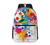 Hnnkloy Colored Splashes All Over The Soccer, 17 Inch Backpack With Pockets Casual Daypack Water Resistant School Bag