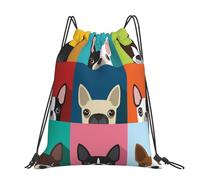 Hnnkloy Colorful Boston Terrier Print, Drawstring Backpack Unisex Sport Gym Bag Casual Daypack Drawstring Sackpack