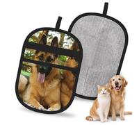 Hnnkloy Colorful Cute Pet German Shepherd Dog, 2 Pack Pet Hair Removal Gloves For Bed,Carpet,Clothes,Sofa,Static Grooming Glove For Dogs & Cats