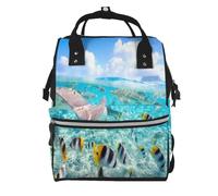 Hnnkloy Colorful Fishes Printing, Large Capacity Mummy Backpack Diaper Bag Travel Backpack for Outdoor