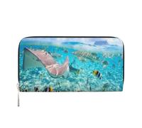 Hnnkloy Colorful Fishes Printing, PU Leather Wallets Large Capacity Clutch Wallet for Men Women