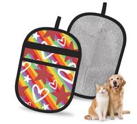 Hnnkloy Colorful Heart And Star Pattern, 2 Pack Pet Hair Removal Gloves For Bed,Carpet,Clothes,Sofa,Static Grooming Glove For Dogs & Cats
