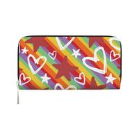 Hnnkloy Colorful Heart and Star Pattern, PU Leather Wallets Large Capacity Clutch Wallet for Men Women