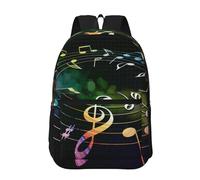 Hnnkloy Colorful Music Notes, 17 Inch Backpack With Pockets Casual Daypack Water Resistant School Bag