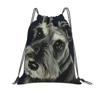 Hnnkloy Colorful Oil Cute Schnauzer Dogs, Drawstring Backpack Unisex Sport Gym Bag Casual Daypack Drawstring Sackpack