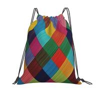 Hnnkloy Colorful Plaid Flannel, Drawstring Backpack Unisex Sport Gym Bag Casual Daypack Drawstring Sackpack