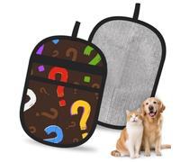 Hnnkloy Colorful Question Mark, 2 Pack Pet Hair Removal Gloves For Bed,Carpet,Clothes,Sofa,Static Grooming Glove For Dogs & Cats