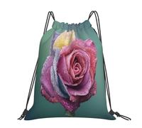 Hnnkloy Colorful Rose Romance Petals Plant, Drawstring Backpack Unisex Sport Gym Bag Casual Daypack Drawstring Sackpack