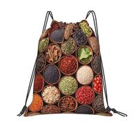 Hnnkloy Colorful Spices And Herbs, Drawstring Backpack Unisex Sport Gym Bag Casual Daypack Drawstring Sackpack