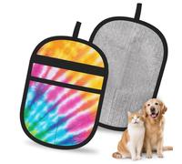Hnnkloy Colorful Spiral Tie Dye Rainbow, 2 Pack Pet Hair Removal Gloves For Bed,Carpet,Clothes,Sofa,Static Grooming Glove For Dogs & Cats