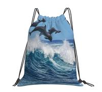 Hnnkloy Common Bottlenose Dolphin, Drawstring Backpack Unisex Sport Gym Bag Casual Daypack Drawstring Sackpack